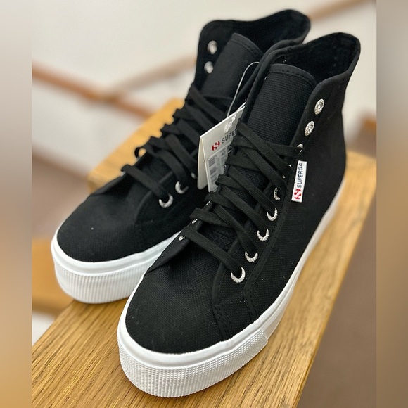 Men’s 7.5 Women’s 9 Superga Platform High Top Vulcanized Natural Rubber Sneakers - Picture 1 of 14